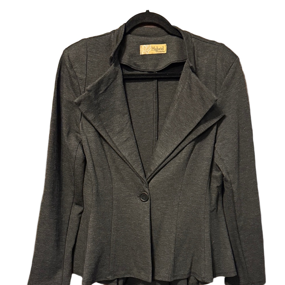 Hybrid & Company Women's Charcoal One Button Blazer